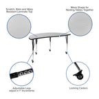 Flash Furniture 2 Piece Mobile 60" Circle Wave Collaborative Grey Thermal Laminate Adjustable Activity Table Set