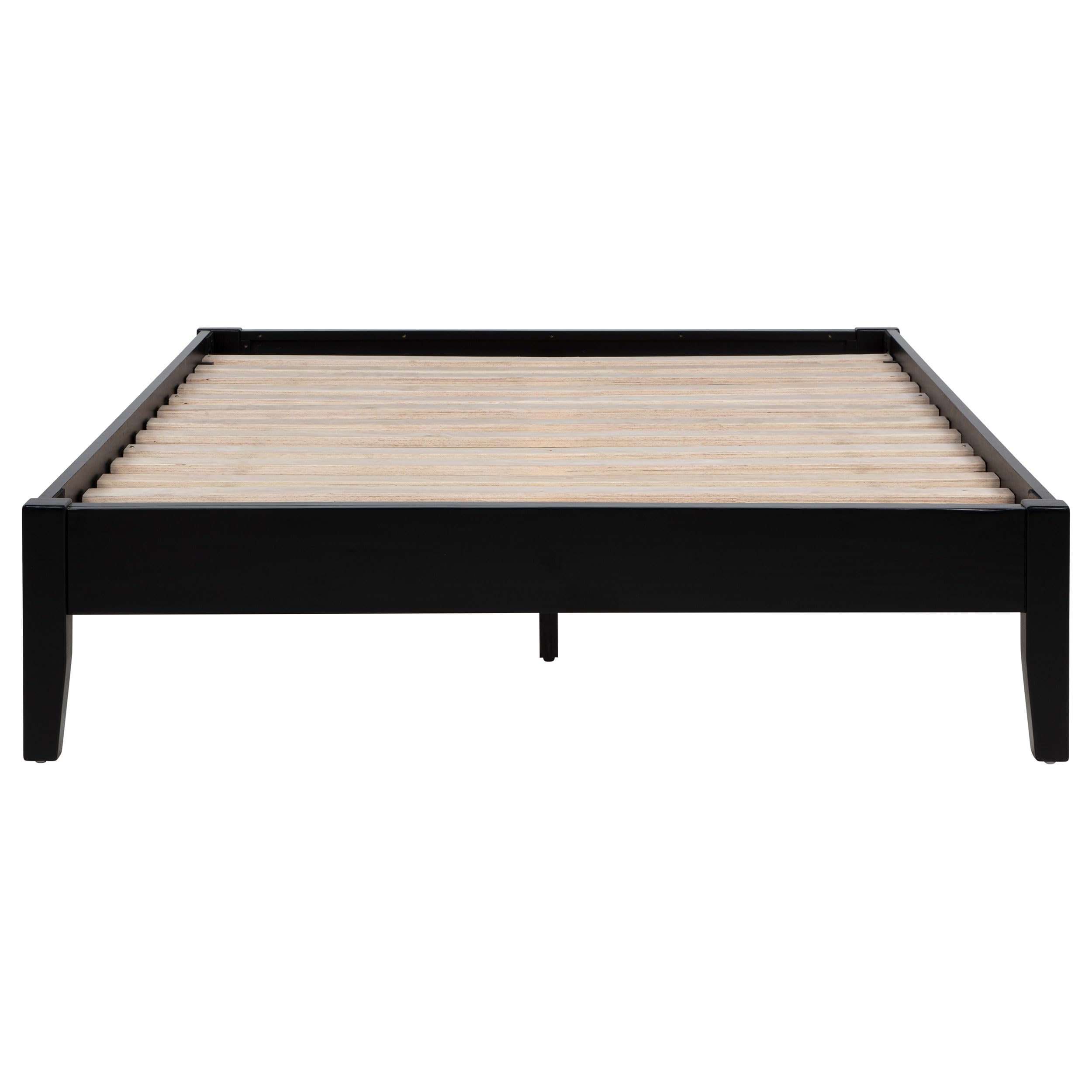 Coaster Home Furnishings Hounslow Contemporary Full Size Pine Wood Platform Bed Frame Headboard Compatible Bed Base Black 306129F