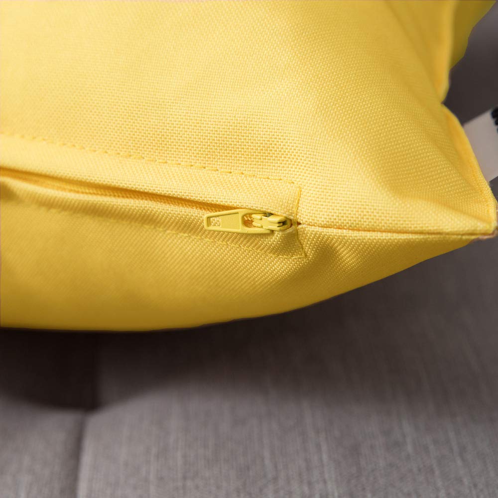 Miulee Pack Of 4 Decorative Outdoor Pillow Covers Square Cushion Cases Pu Coating Waterproof Throw Pillowcase Shell For Living Room Couch Sofa Garden Patio Tent Park 16X16 Inch Yellow