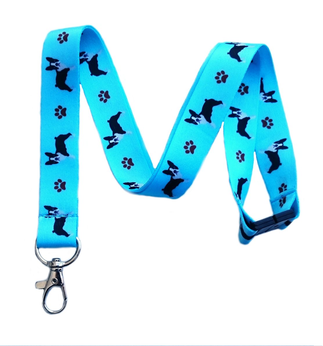 Boston Terrier Dog Breed Print Break Away Lanyard Key Chain Id Badge Holder