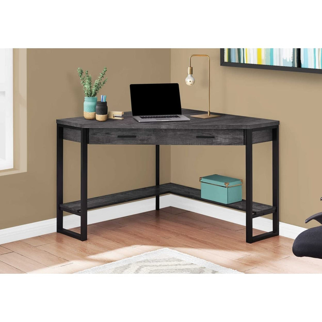 HomeRoots Decor 42-inch X 42-inch X 30-inch Black Reclaimed Wood Corner Computer Desk