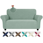 Znsayotx Super Stretch Loveseat Covers (55'-69'), New Striped Love Seat Slipcover, Dogs Pet Friendly Anti-Slip Couch Protector Spandex Durable 2 Seater Fabric Sofa Cover (Pea Green, Loveseat)