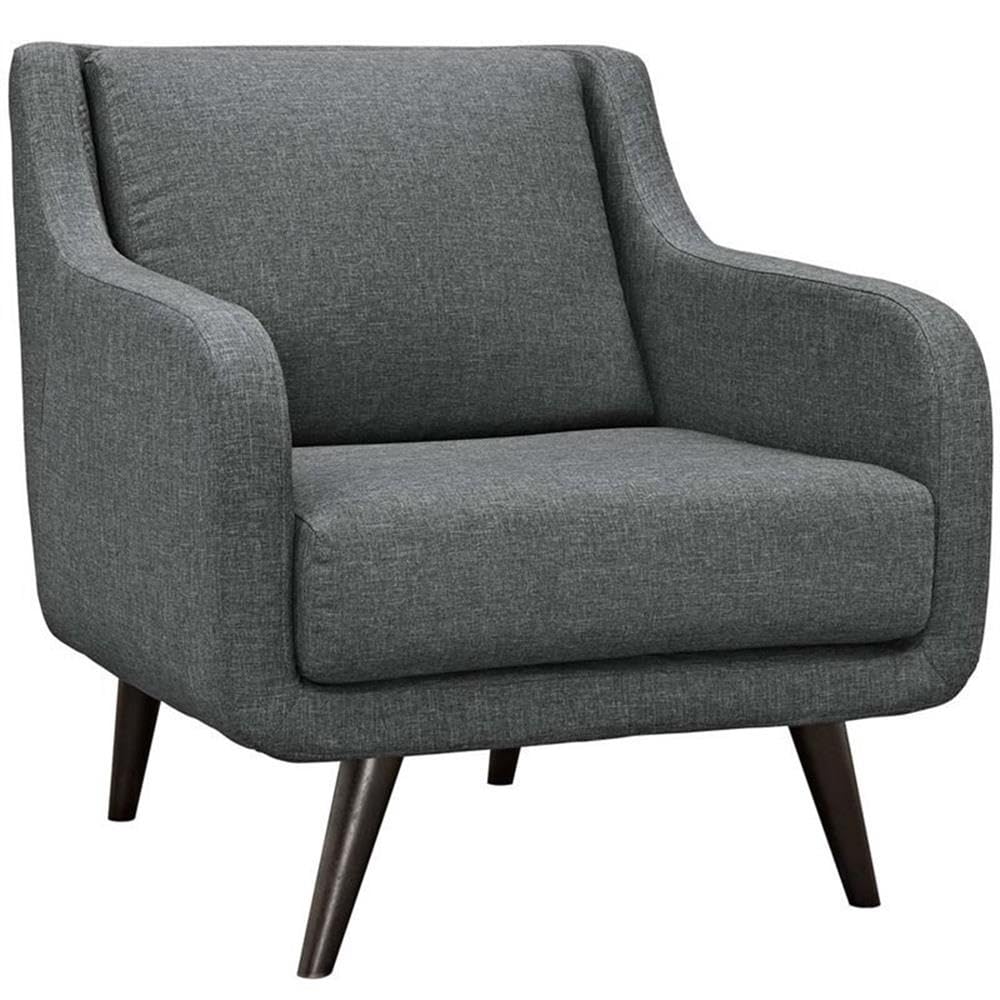 Modway Verve Upholstered Fabric Mid-Century Accent Arm Lounge Chair In Gray