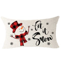 Niditw Christmas Throw Pillow Covers Holiday Winter Gift Let It Snow Snowman Snowflakes Buffalo Check Plaid Lumbar Cotton Linen