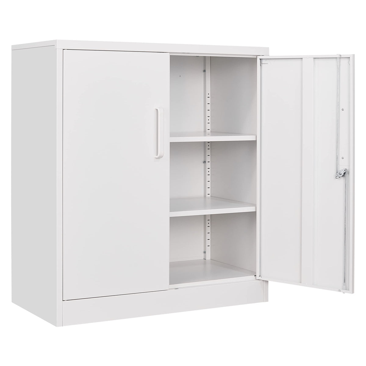 SISESOL Steel Storage Cabinet Office Cabinet with Shelves and 2 Doors,White Metal Storage Cabinet, Locking Small Metal Cabinet,S