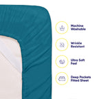 Sweet Home Collection 6 Piece 1500 Supreme Collection Brushed Microfiber Deep Pocket Sheet Set-2 Extra Pillow Cases, Great Value, Rv Short Queen, Teal