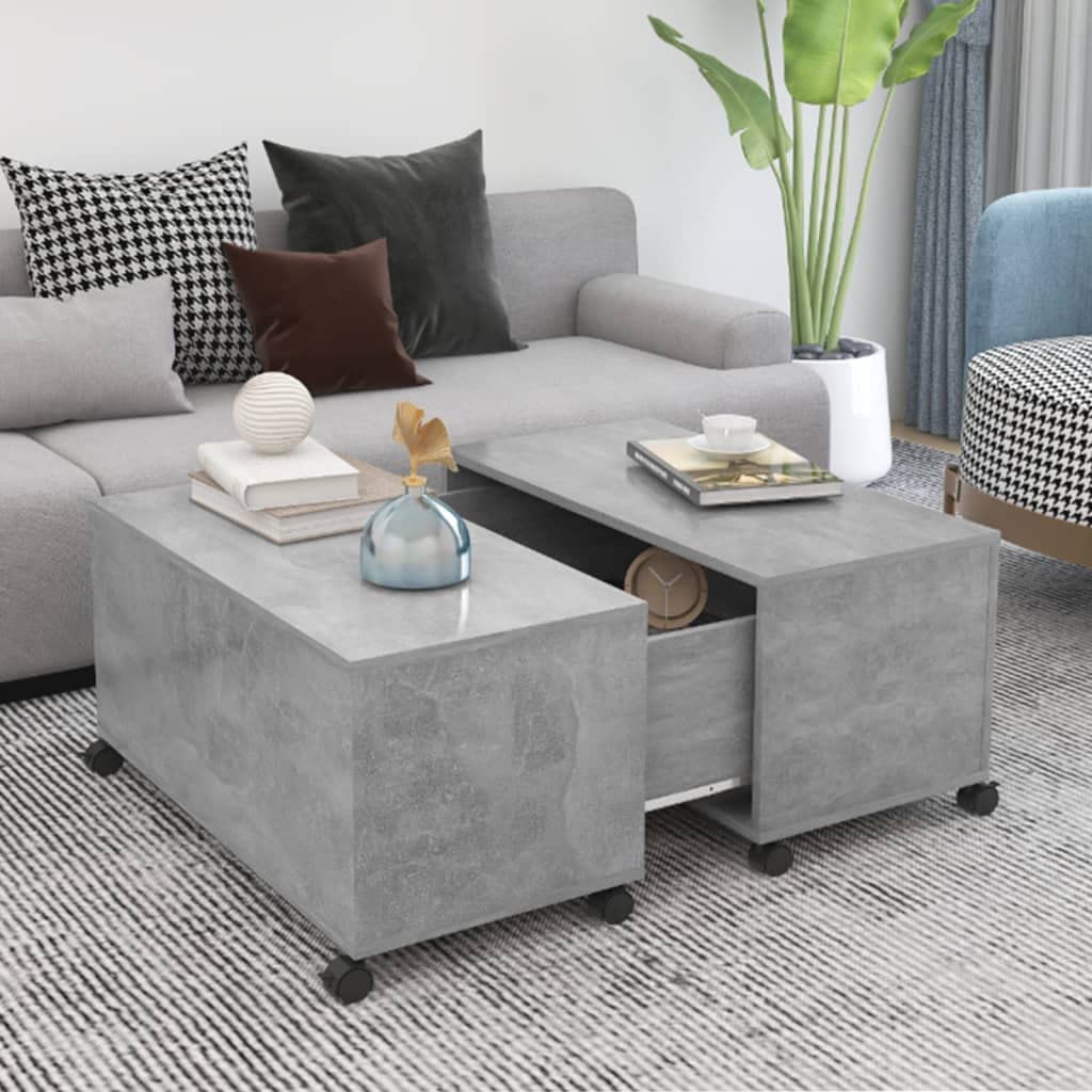 vidaXL Coffee Table Concrete Gray 29.5"x29.5"x15" Engineered Wood
