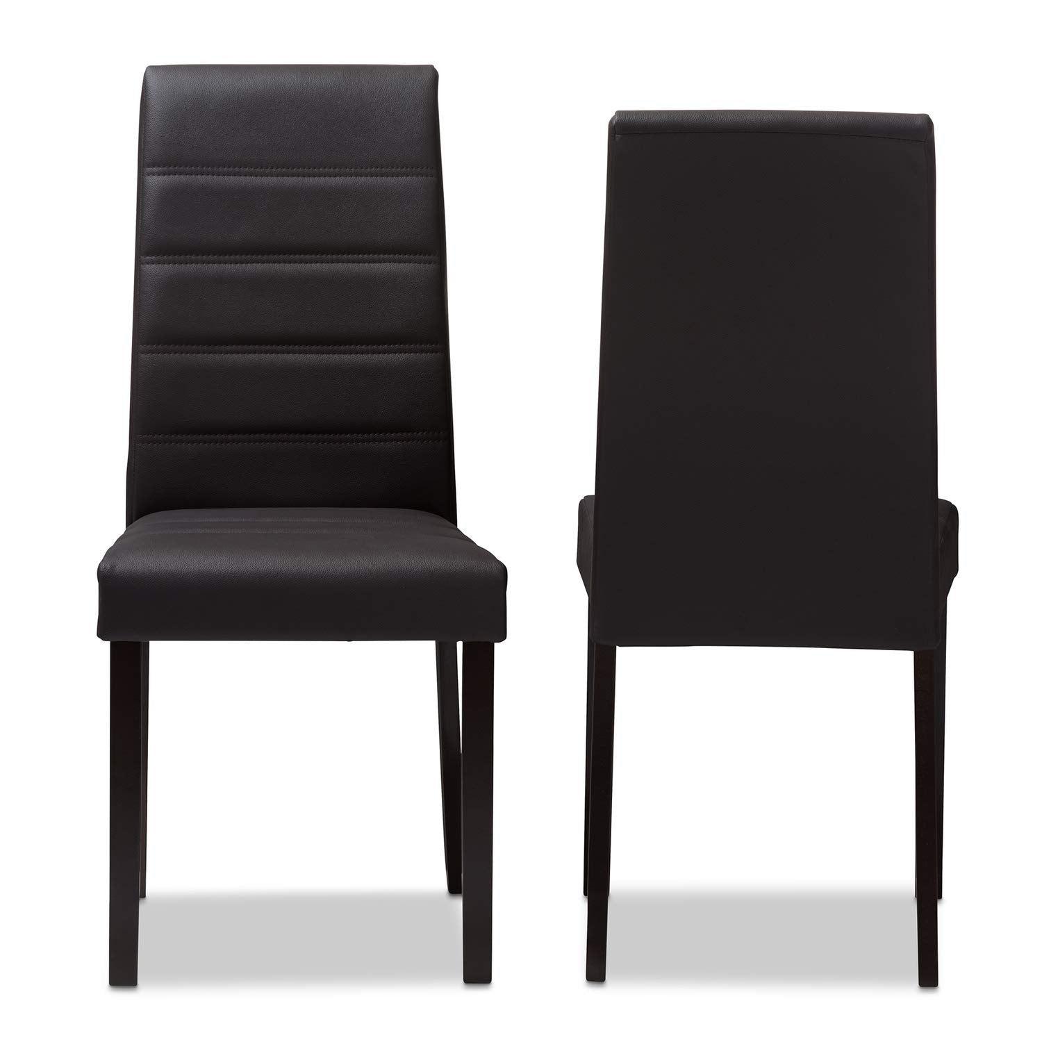 Baxton Studio Lorelle Modern and Contemporary Brown Faux Leather Upholstered Dining Chair Set of 2