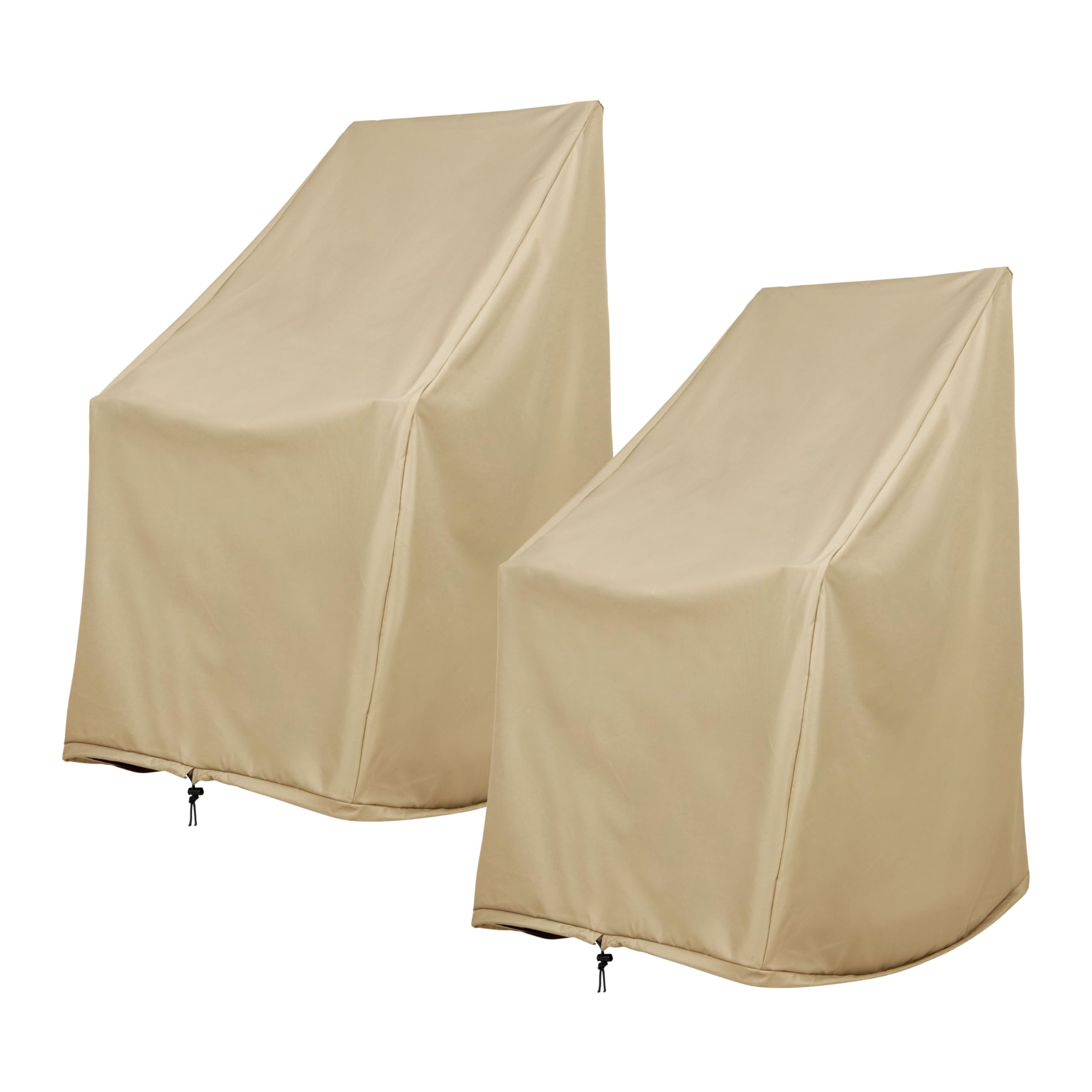 Shine Company Weatherproof Outdoor Rocking Chair Cover Set Of 2, 100% Woven Polyester, Elastic Cord With Toggle, Khaki, 2-Pack