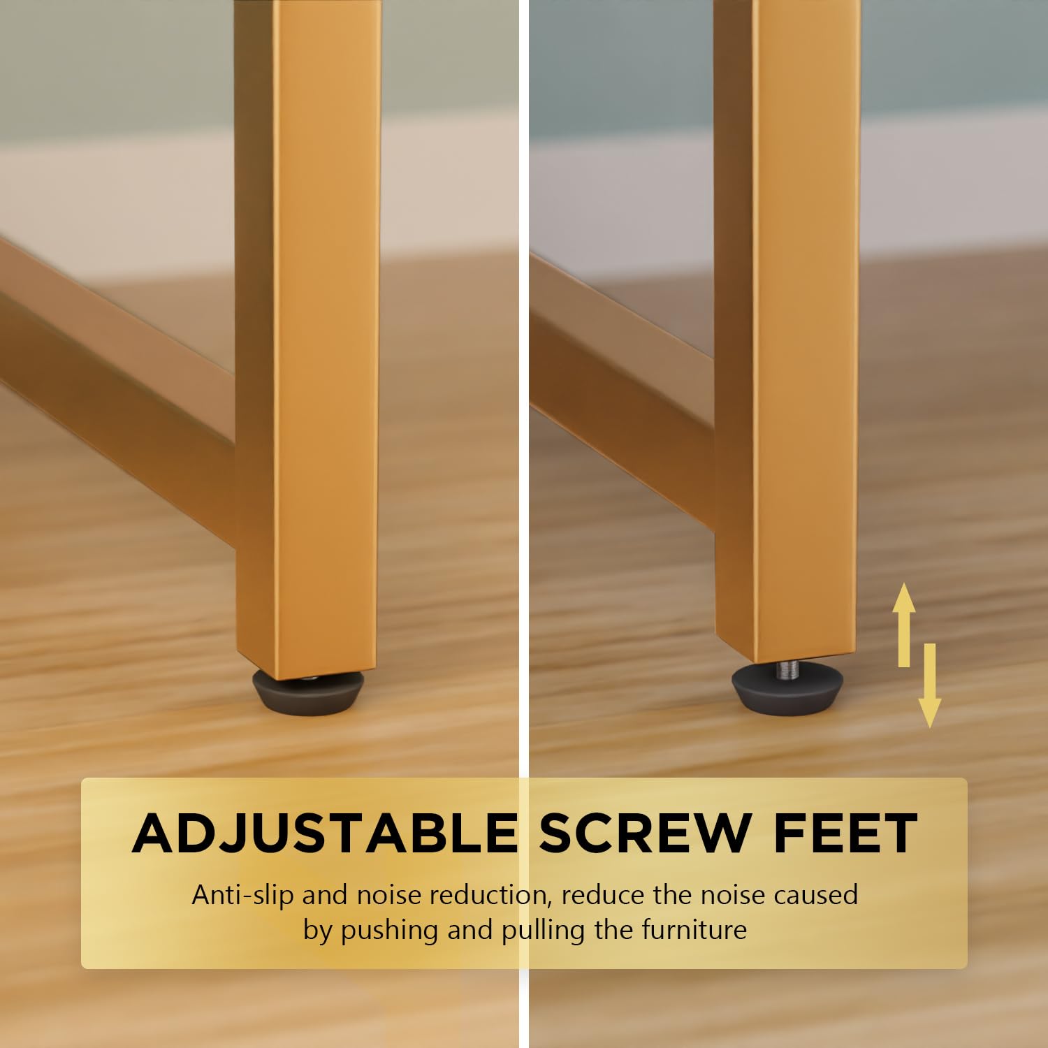 Paylesshere 32/39/47 Inch Computer Desk Study Writing Table, Adjustable Feet, Modern Furniture For Home Office (1, White Gold, 47 Inch)