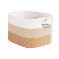 MOPON LIGHT Woven Cotton Rope Laundry Basket Organizer| Pet Gift Basket For Cat, Dog (White mix) (12 X 8 x 5 Inch)