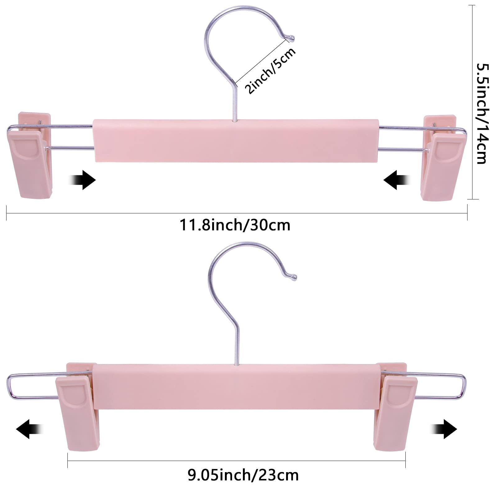 Pants Hangers With Clips Skirt Hangers For Women Plastic Clip Hangers For Pants Clothes Hangers (30Pack, Pink)