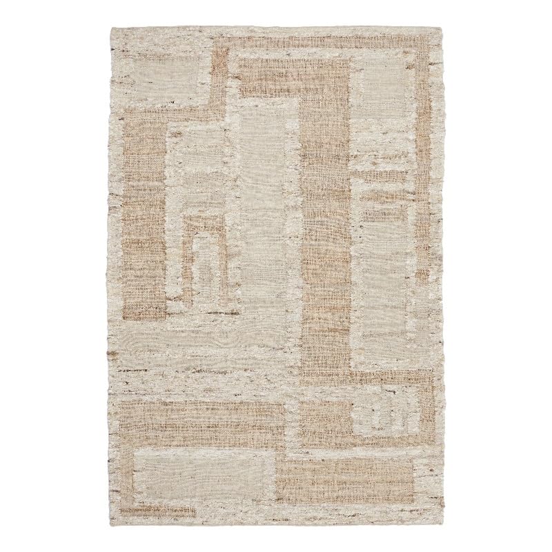 Kosas Home Muda 24 x 36 Abstract Geometric Wool Area Rug in Natural/Ivory