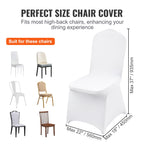 Vevor 12 Pcs Flat-Front Chair Covers Polyester Spandex Chair Cover Stretch Slipcovers, Wedding, Holiday, Banquet, Party, Celebration, Dining, White