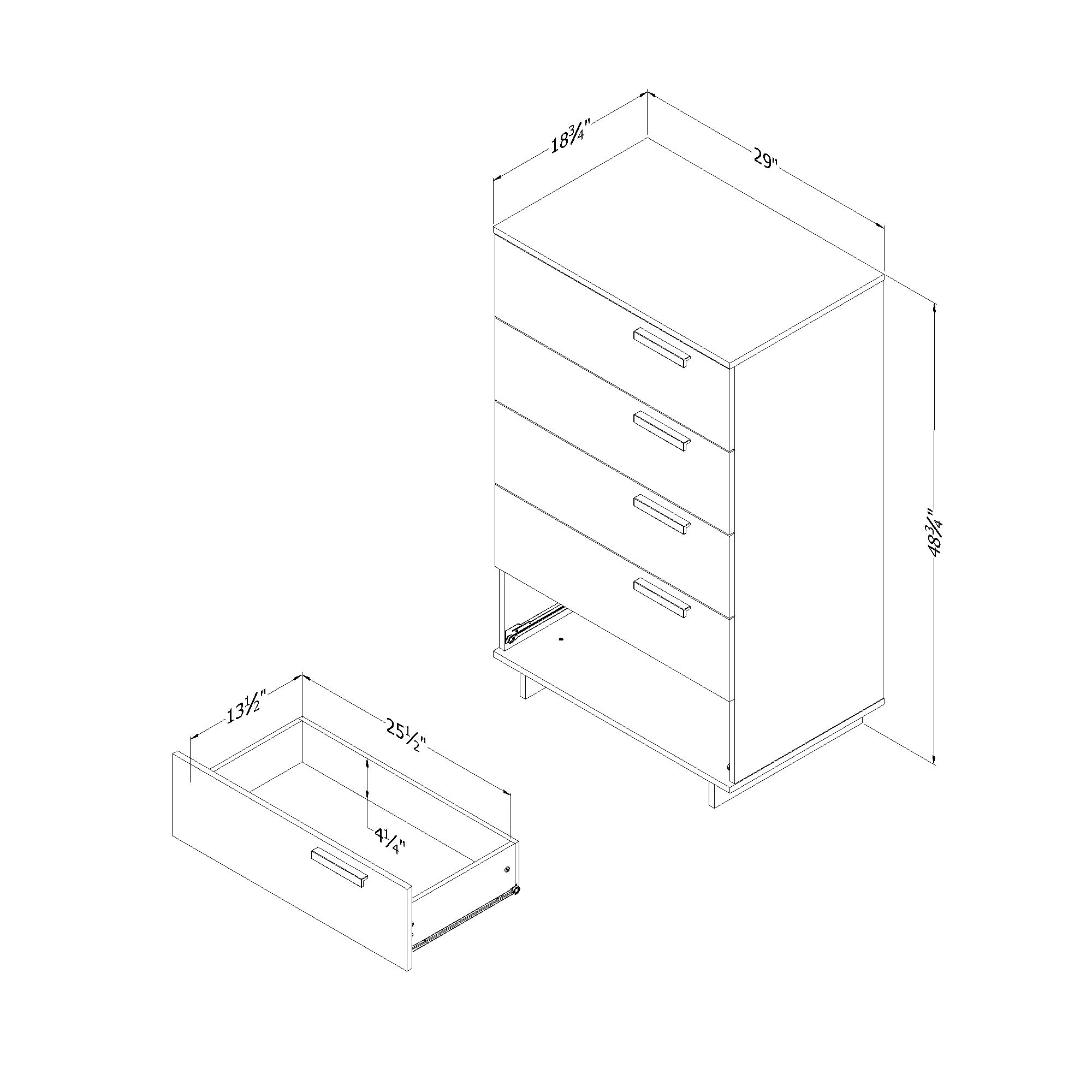 South Shore Cavalleri 5-Drawer Chest Storage Unit, Pure White
