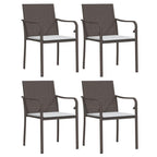 vidaXL 5-Piece Patio Dining Set - Weather-Resistant PE Rattan and Steel Construction, Brown and Cream Color Scheme, Tempered Glass Table & Comfortable Chairs with Cushions