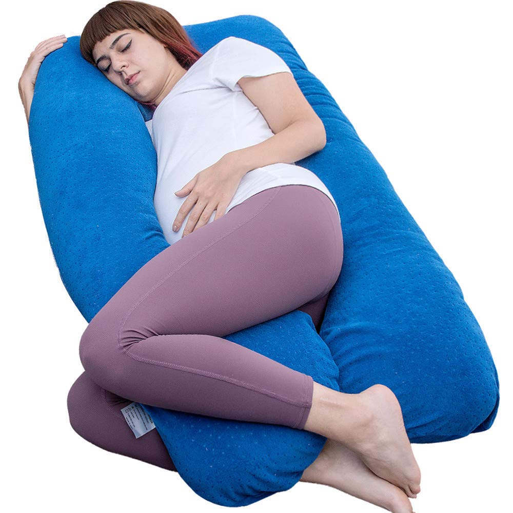 Moon Pine Pregnancy Pillow, U Shaped Full Body Pillow For Maternity And Nursing Support, Sleeping Pillow With Velour Cover For P