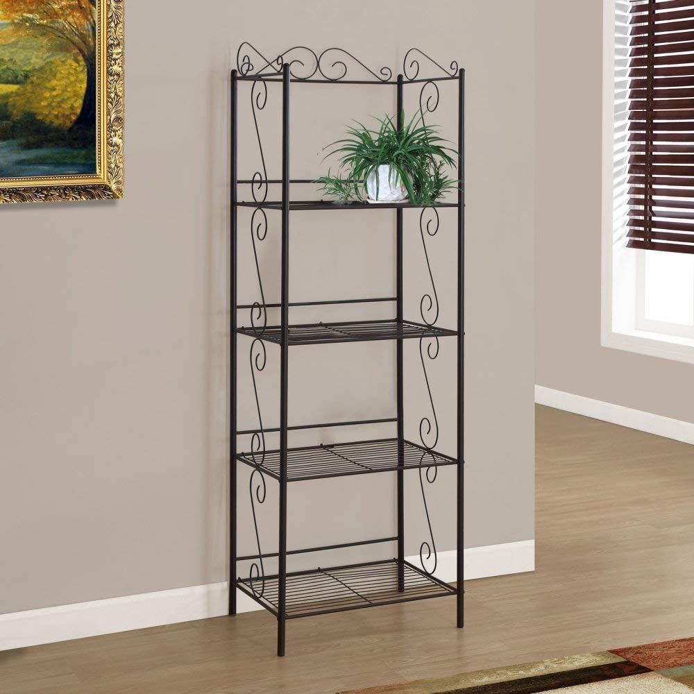 Monarch Specialties 2103 Bookshelf, Bookcase, Etagere, 4 Tier, Office, Bedroom, Metal, Brown, Traditional Bookcase-70 H/Copper, 22&quot; L X 15.25&quot; W X 70&quot; H