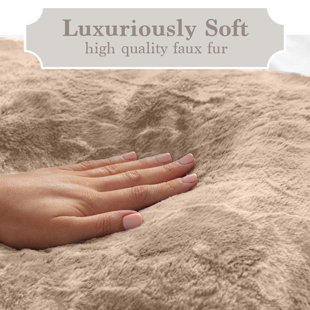 The Connecticut Home Company Throw Blanket, Soft Plush Reversible Shag And Sherpa, 70X60, Warm Thick Throws For Bed, Comfy Washable Bedding Accent Blankets For Sofa Couch Chair, Dusty Rose