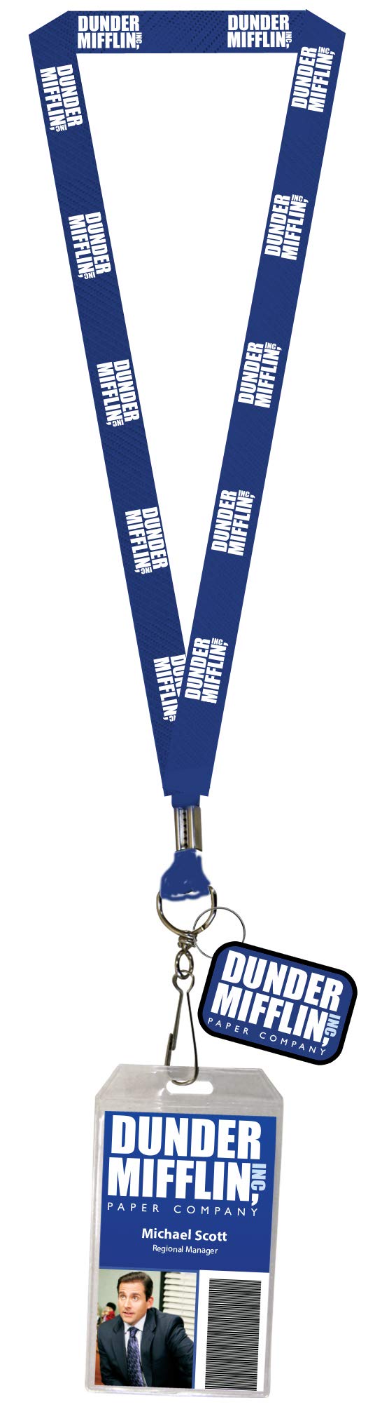 The Office Dunder Mifflin Costume Lanyard Dwight Or Michael Clear Id Badge Holder