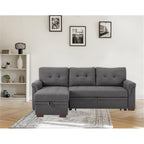 Lilola Home Sierra Dark Gray Linen Reversible Sleeper Sectional Sofa with Storage Chaise