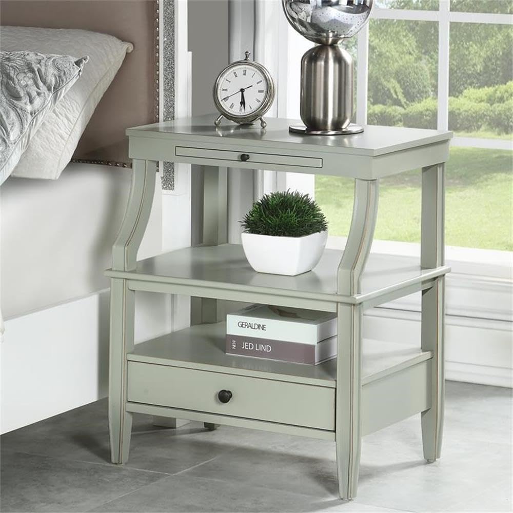 Comfort Pointe Newton Antique Gray Wood 1-Drawer Storage Nightstand