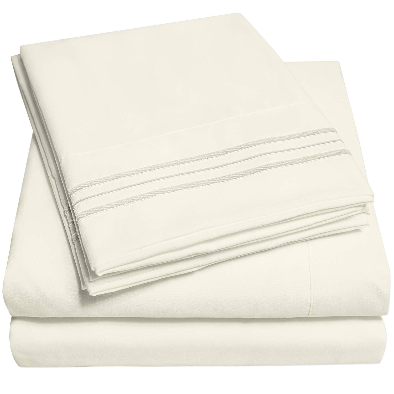 Sweet Home Collection Rv Bed Linen Set, Short Queen, Ivory - 1500 Supreme Collection, 6Pc, Deep Pocket, Wrinkle & Fade Resistant