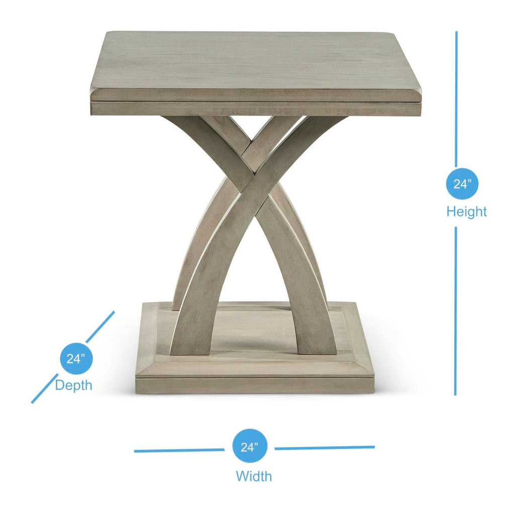 Steve Silver Jocelyn Decorative Base and Double Edge Top, Constructed from Hardwood Solids and Mango Veneers End Table, 24 x 24 x 24, Light Grey