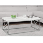 Monarch Specialties Modern Coffee Table for Living Room Center Table with Metal Frame, 44 Inch L, Glossy White / Chrome