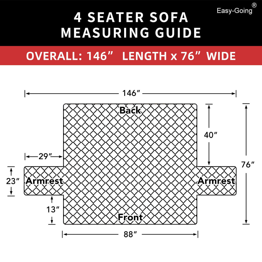 Easy-Going 4 Seater Sofa Slipcover Reversible Sofa Cover Water Resistant Couch Cover With Foam Sticks Elastic Straps Furniture P