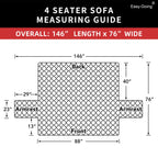 Easy-Going 4 Seater Sofa Slipcover Reversible Sofa Cover Water Resistant Couch Cover With Foam Sticks Elastic Straps Furniture P