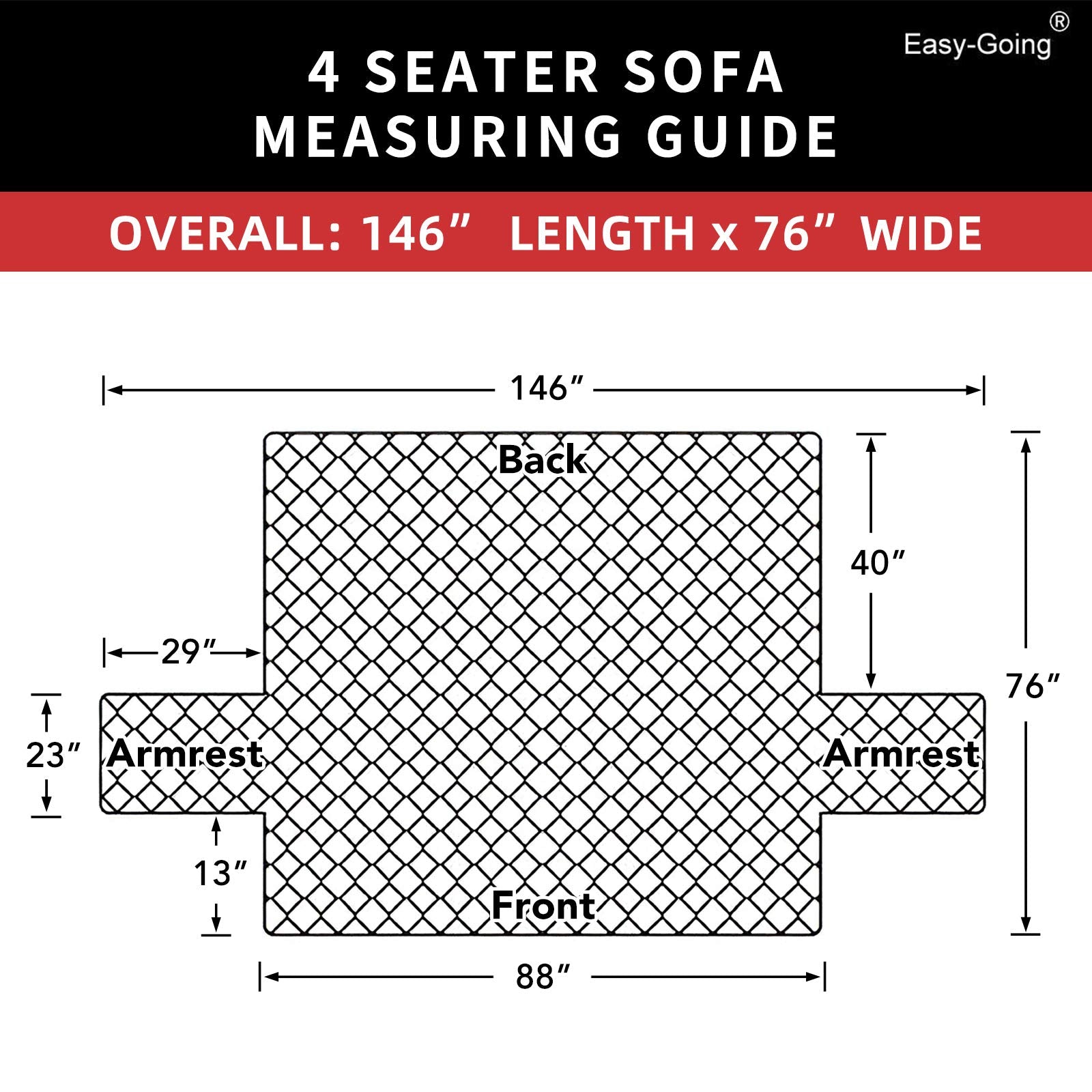 Easy-Going 4 Seater Sofa Slipcover Reversible Sofa Cover Water Resistant Couch Cover With Foam Sticks Elastic Straps Furniture P
