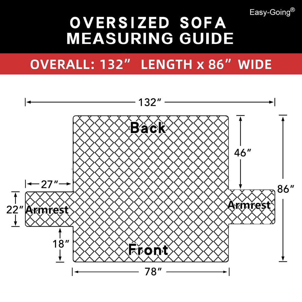 Easy-Going Reversible Oversized Couch Cover For 3 Cushion Couch Sofa Cover For Dogs Water Resistant Furniture Protector Cover Wi