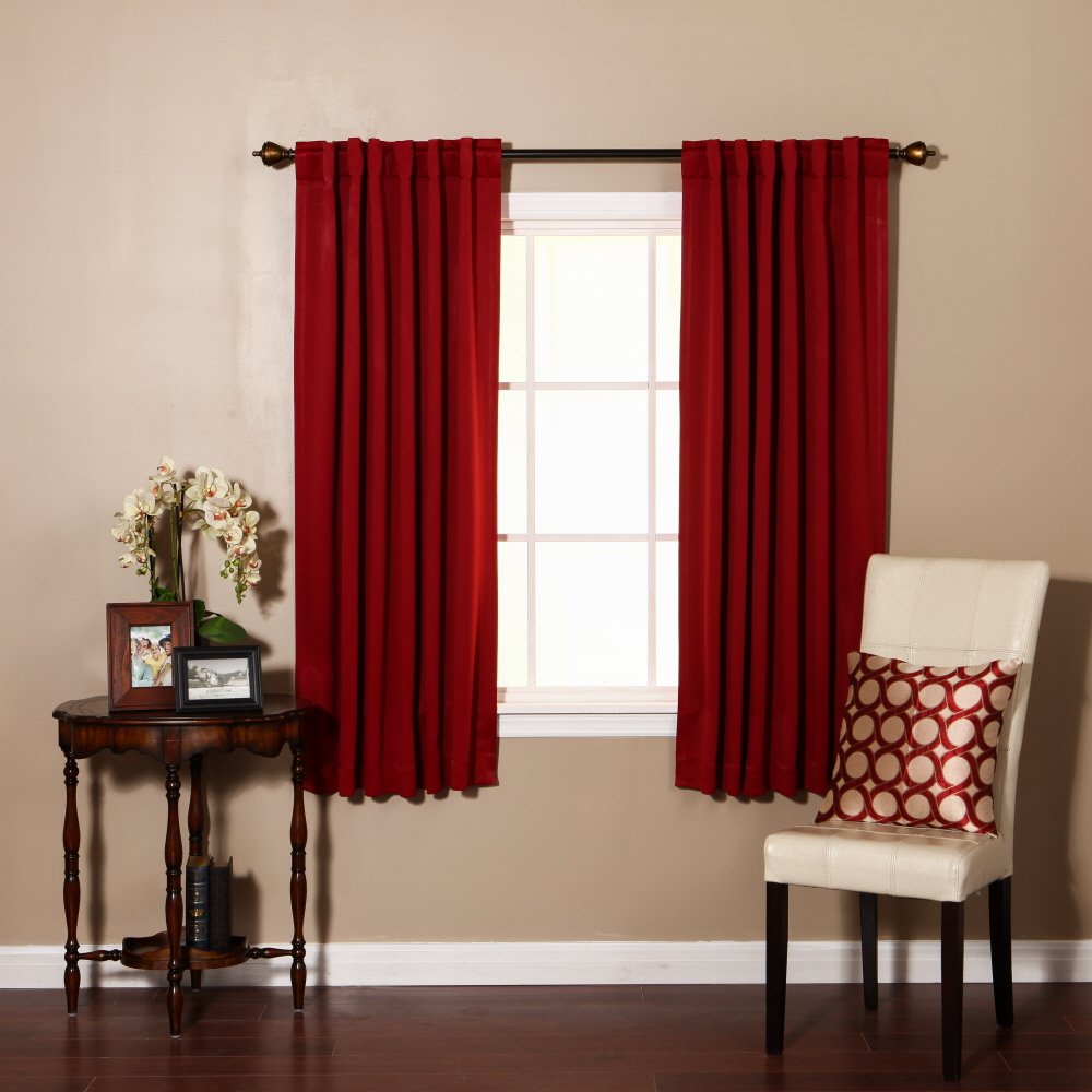 Best Home Fashion Premium Thermal Insulated Blackout Curtains - Back Tab/Rod Pocket - Cardinal Red - 52' W X 72' L - (Set Of 2