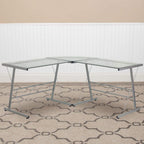 Flash Furniture Ginny L-Shaped Desk 83.5" Computer Corner Desk, Gaming Corner Desk, Home Office Corner Desk, Gaming Desk, Space Saving, Easy to Assemble, Clear