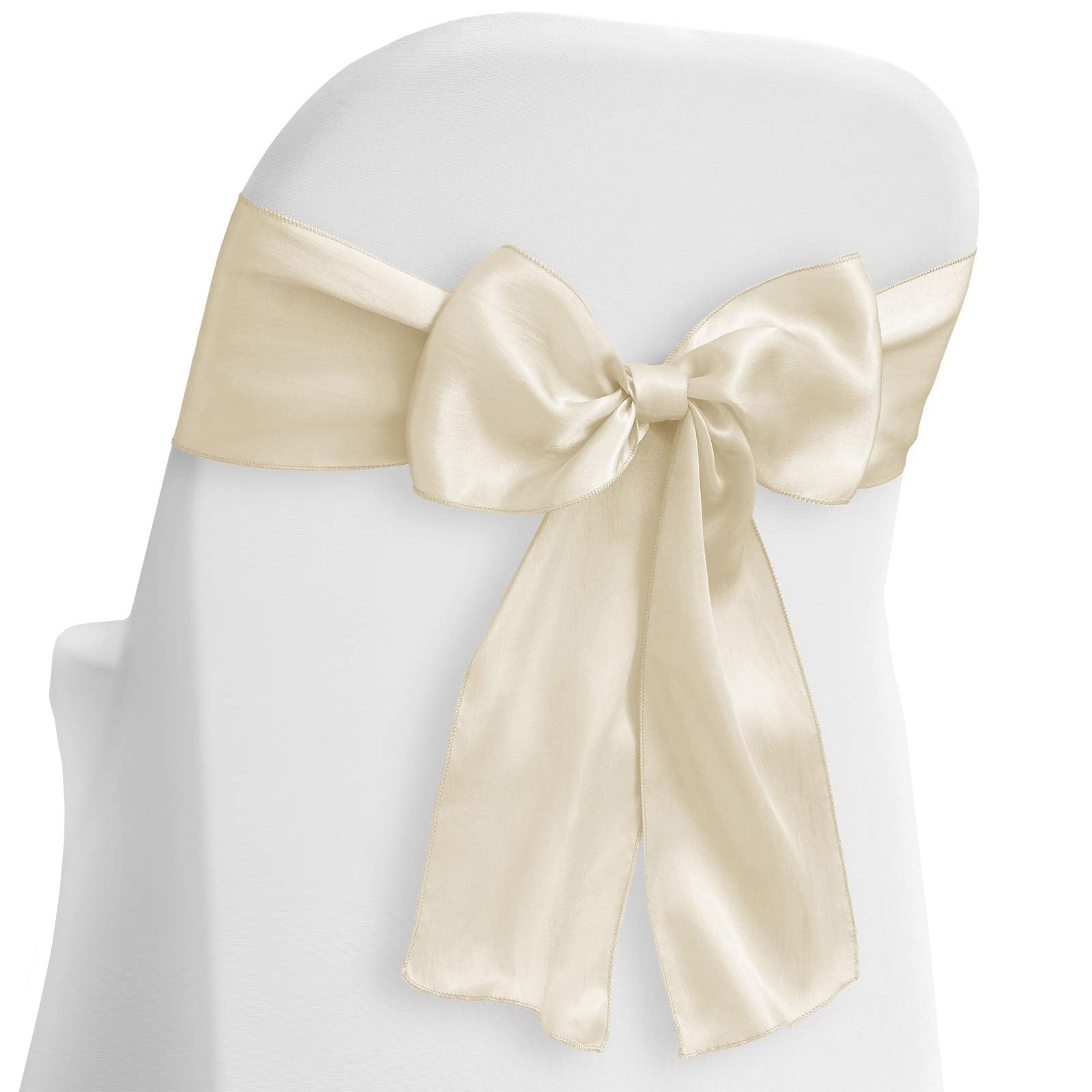Lann'S Linens - 10 Elegant Satin Wedding/Party Chair Cover Sashes/Bows - Ribbon Tie Back Sash - Ivory