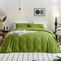 Jellymoni Cotton Duvet Cover Twin Size - 100% Washed Cotton Linen Feel Textured Comforter Cover, 2 Pieces Breathable Soft Beddin