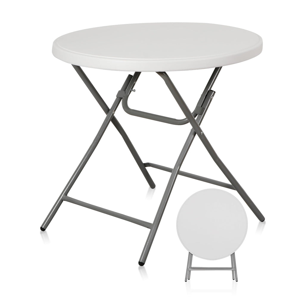 Super Deal 32In Cocktail Table, Indoor Outdoor Portable High Top Table, Plastic Round Bar Height Folding Table For Party Wedding Event, White