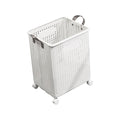 TRENDIVIBE Laundry Hamper with 4 Wheels Laundry Basket for Travel Use Dorm Laundry Room L White