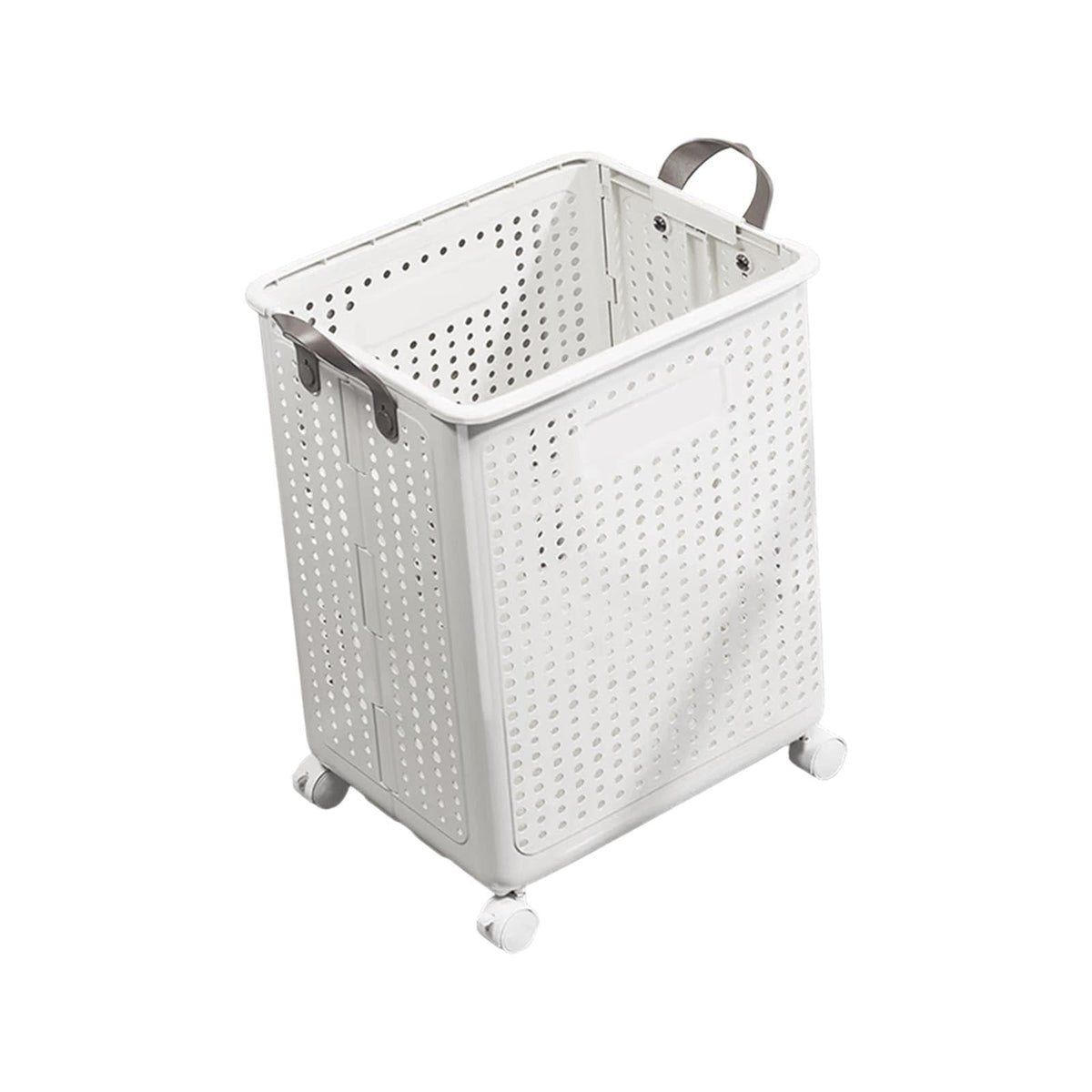 TRENDIVIBE Laundry Hamper with 4 Wheels Laundry Basket for Travel Use Dorm Laundry Room L White