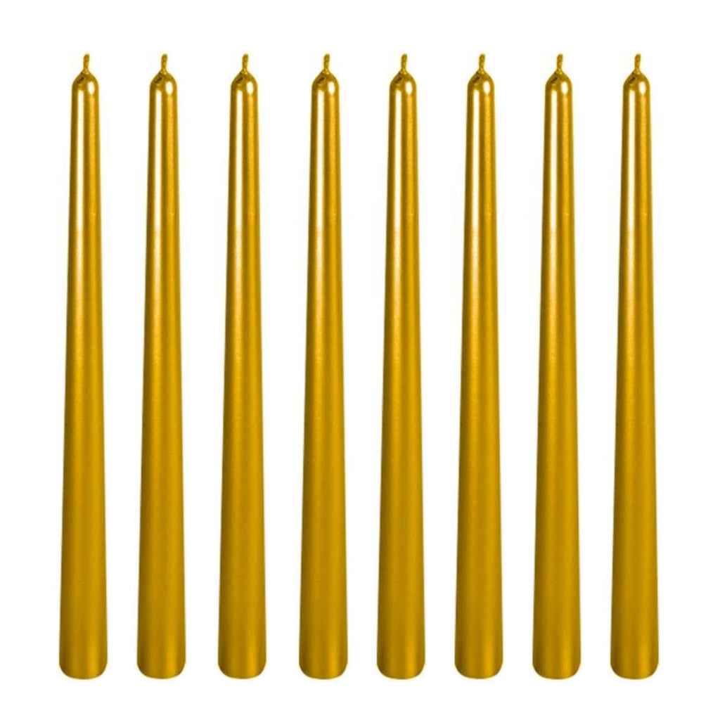 Kemladio 8 pcs 10 inch Gold Taper Candles, Burning Unscented Tapered Candles 8 hrs, Long Candle Sticks,Dinner Candle,Tall Candle