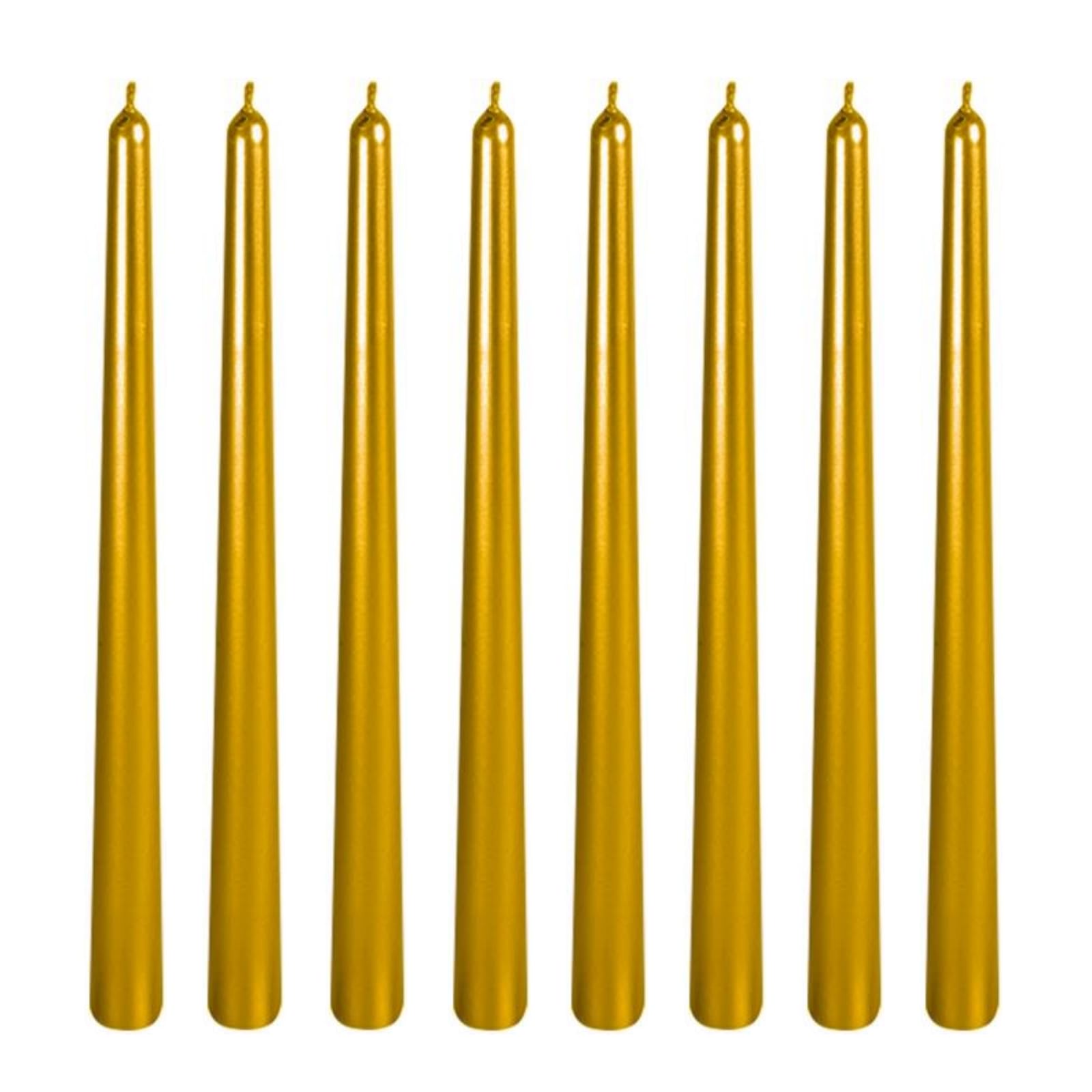 Kemladio 8 pcs 10 inch Gold Taper Candles, Burning Unscented Tapered Candles 8 hrs, Long Candle Sticks,Dinner Candle,Tall Candle