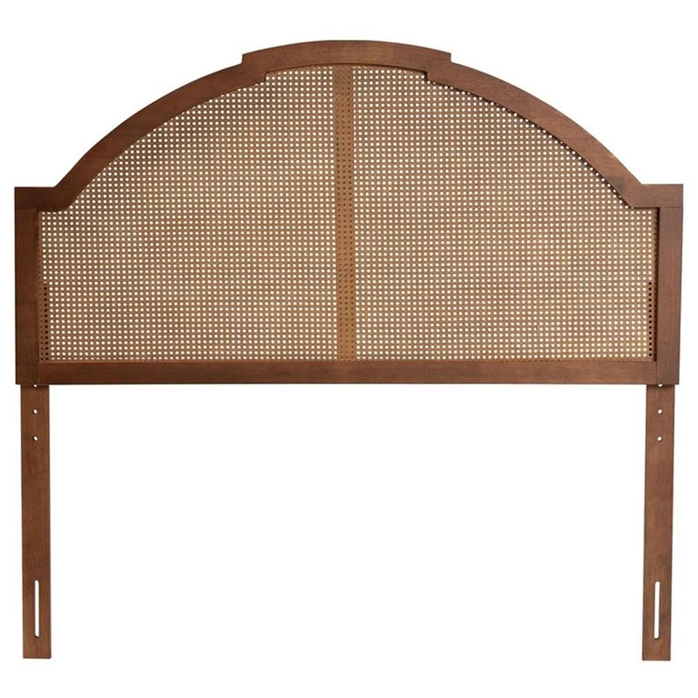 Baxton Studio Madeline Classic and Traditional Ash Walnut Finished Wood King Size Headboard with Rattan