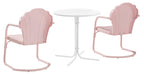Crosley Furniture Tulip 3-Piece Outdoor Bistro Set, Retro Metal Patio Table and Chairs for Dining, Porch, Pastel Pink Gloss