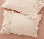 Tufted Tassel Sham Set Lattice Cotton Pillow Covers,19.7In X35.5In,Set Of 2