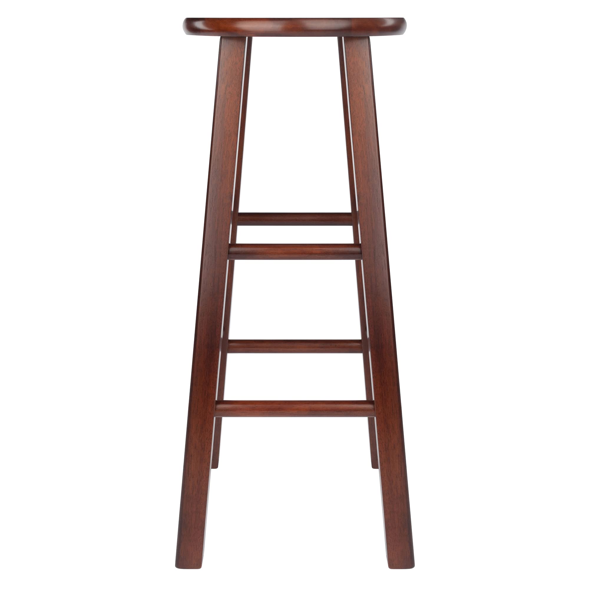 Winsome Element 2-Piece 29In Bar Stool Set, Walnut Finish, Solid Wood, Modern Design
