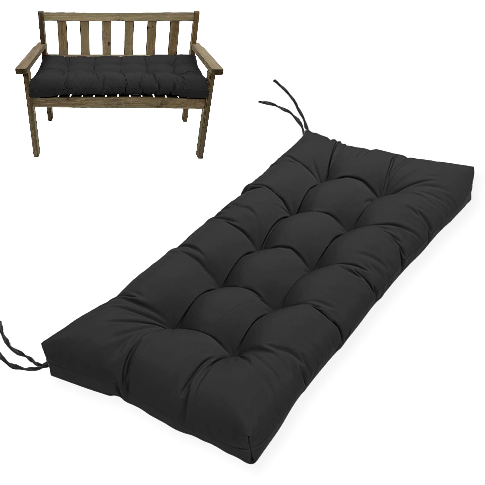 Mtmr Outdoor Bench Cushion-44X19 Inch Water-Repellent Tufted Porch Swing Cushions With High Elasticity Pp Cotton And Ties, Fade-