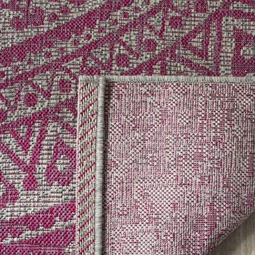 Safavieh Courtyard Collection Area Rug - 9' X 12', Light Grey & Fuchsia, Non-Shedding & Easy Care, Indoor/Outdoor & Washable-Ideal For Patio, Backyard, Mudroom (Cy8734-39712)