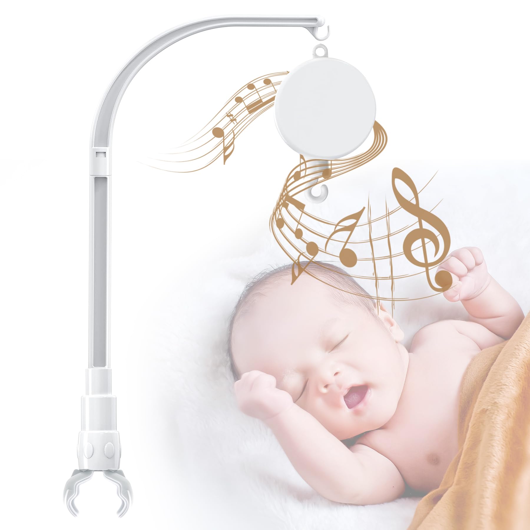 23 inches DIY Baby Crib Mobile Arm,Mobile arm for Crib,Nursery Mobile arm,Baby Mobile Hanger, with Music Box-The Claw Part Can b