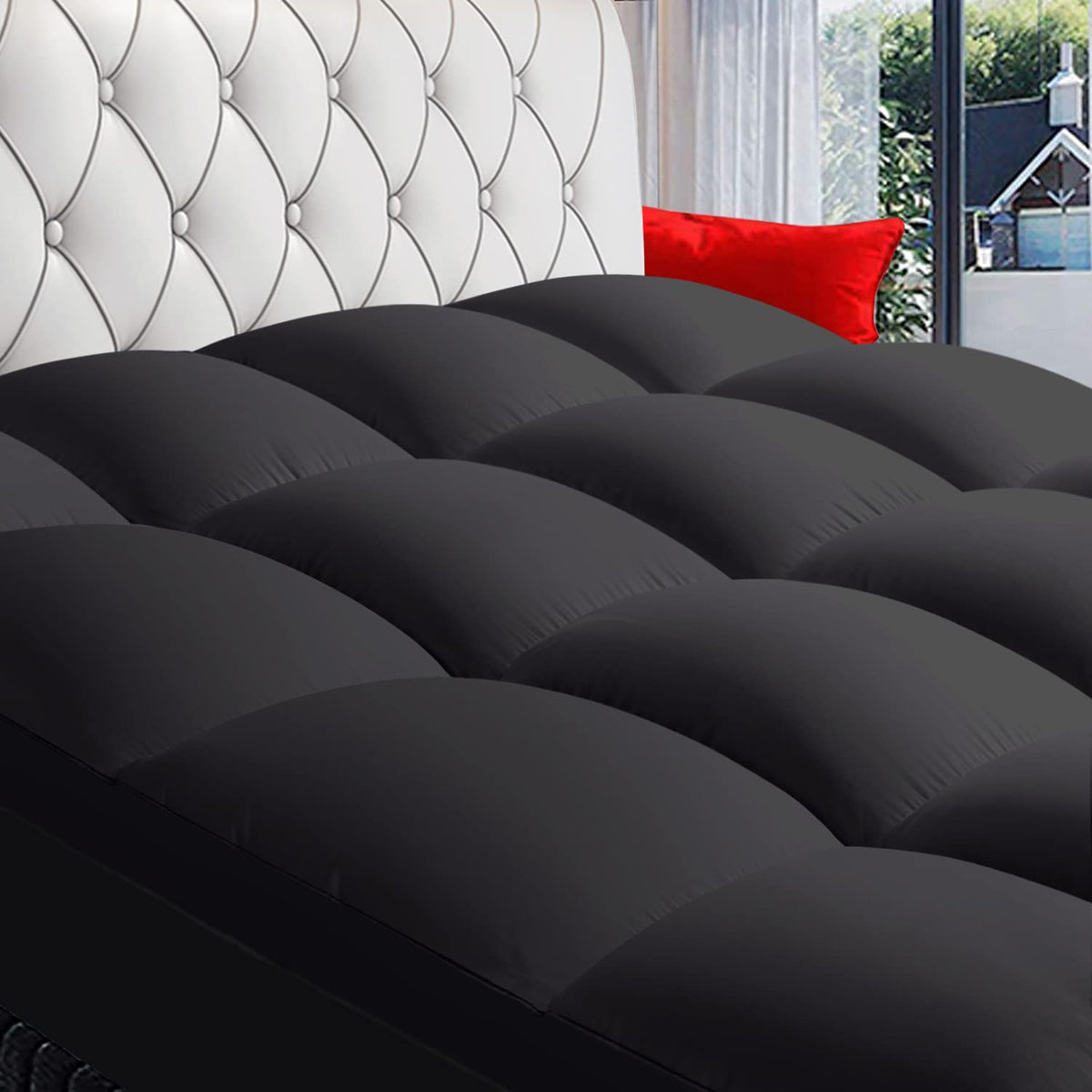Coonp Queen Mattress Topper, Extra Thick Mattress Pad Cover, Cooling Pillowtop With 8-21 Inch Deep Pocket 3D Snow Down Alternati